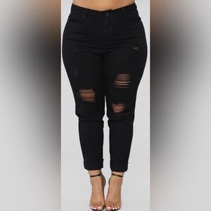 NWT 100% Cotton Fashion Nova Black Love Your Boyfriend II Jeans